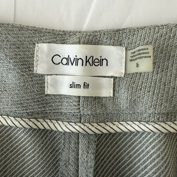 Calvin Klein Slim Fit Gray Dress Pants Slacks Trousers Size 16 Textured Stretch - Picture 3 of 8